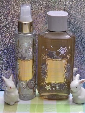 Bath Body Works Snowflakes & Cashmere Diamond Shimmer Mist & Body Wash Set NEW